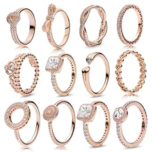 Boosbiy, модный бренд, кольца для женщин, розовое Золотое любовное сердце, Узелок, круг, кристалл, кольцо на палец для свадьбы, ювелирное изделие, подарок