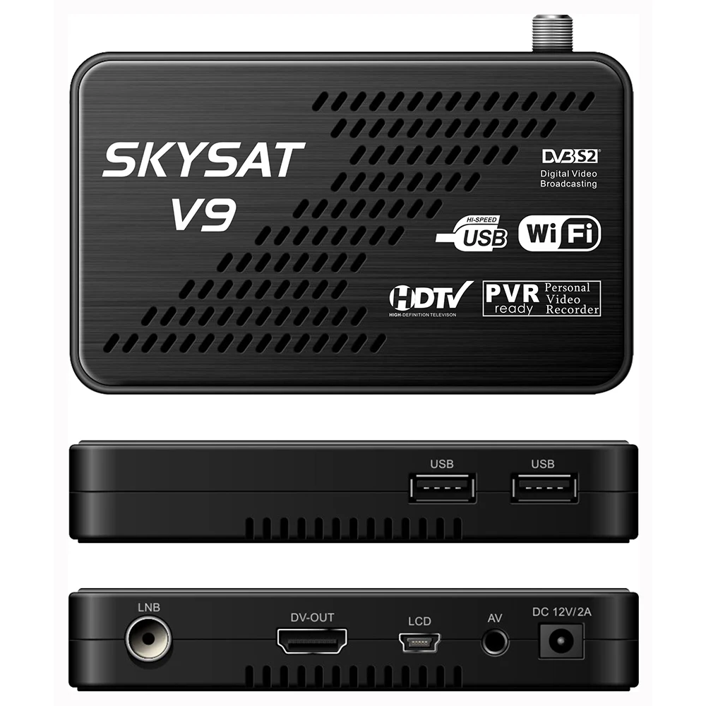 SKYSAT V9 CCCams сервер hd Newcamd DVB S2 спутниковый ресивер Поддержка WiFi 3G Youtube PVR PowerVu Biss