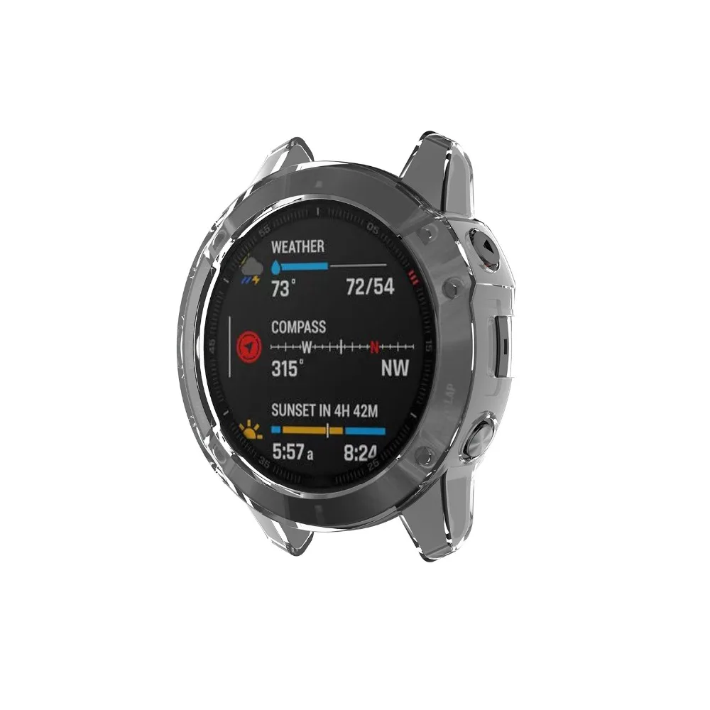 Чехол для часов Garmin Fenix 6 6s 6x Pro из ТПУ, защитный чехол для смарт-браслета, сменный противоударный Прозрачный чехол для часов