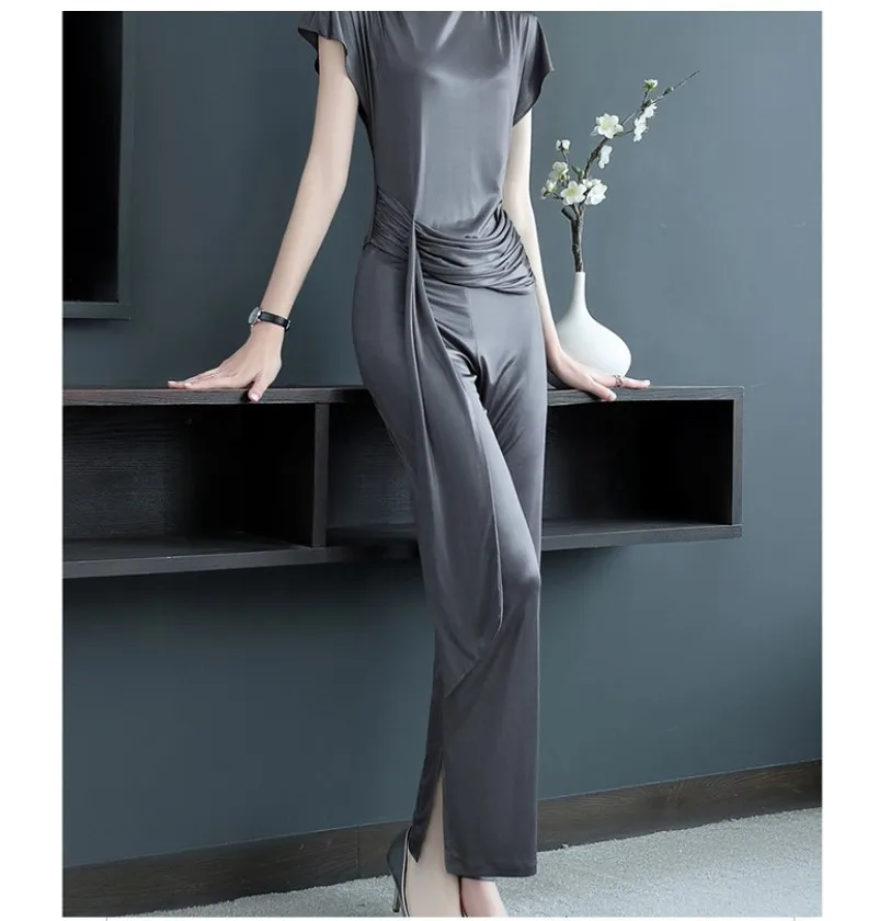 

Ozhouzhan Summer WOMEN'S Suit 2019 New Style Fashion Crew Neck Short-sleeved Top Slim Fit Slimming Casual Pants Two-Piece Set