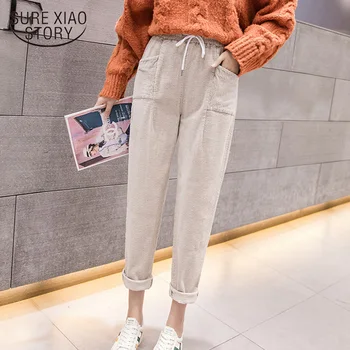 

2019 New Thicken Warm Harem Pants Joggers Female Corduroy Trousers Drawstring Casual Loose Pants Women Autumn Winter 7275 50