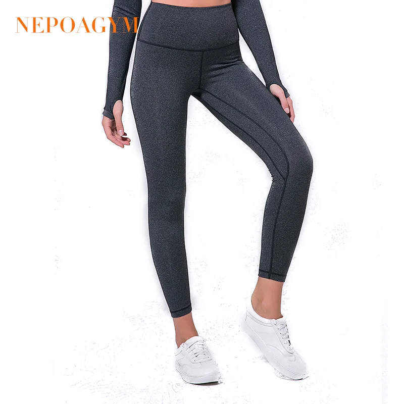 Nepoagym женские Леггинсы для йоги, устойчивые к приседанию штаны для йоги со скрытым карманом, спортивные колготки, влагоотводящие штаны для фитнеса - Цвет: Flax Grey