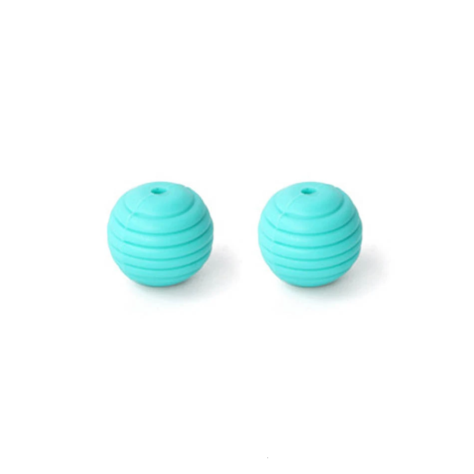 cyan-blue 40pc 40 шт. 15 мм силиконовый бисер ребенок прорезывание зубов круглые спиральные бусины пищевого класса бусины мама DIY соска ручной работы цепи бусины Детские трофеи - Цвет: cyan-blue 40pc