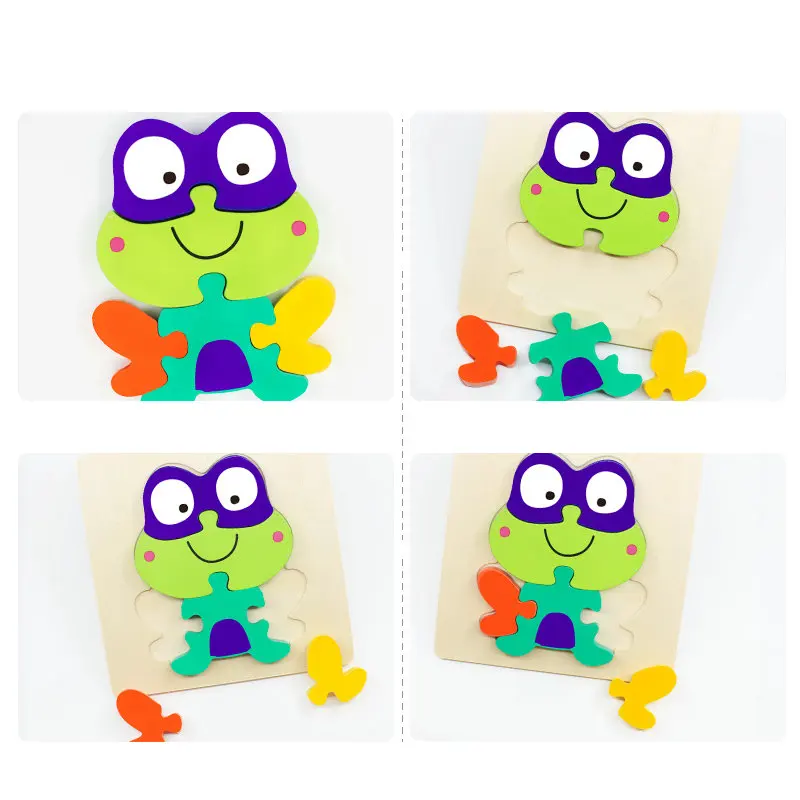 

toddler toys 3d puzzle wooden toy Cartoon animal jigsaw puzzle learning toys for children large thick puzzle daycare Montessori