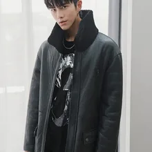 Мужское пальто с натуральным мехом, Длинная зимняя куртка из натуральной кожи, Мужская овчина, натуральная мериносовая шерсть, меховые пальто, Двусторонняя одежда 18281