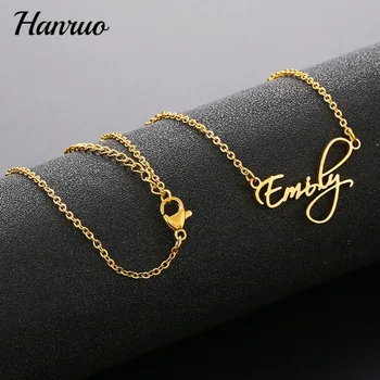 

Custom Name Necklace Stainless Steel Personalized Customized Simple Chram Choker Nameplate Pendant Necklace Fashion Jewelry Gift