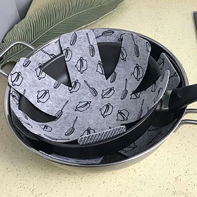 Protectores antiadherentes para ollas y sartenes, almohadillas divisoras para evitar rascar y proteger las superficies de utensilios de cocina, 38x38cm, 1/5 unids/lote