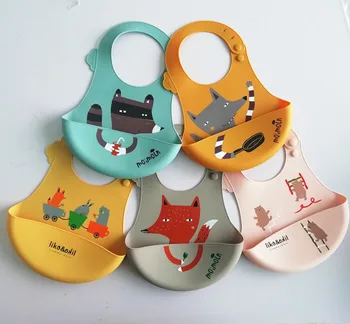 

Adjustable Waterproof Soft Silicone Kid Saliva Towel Infant Feeding Tool Burp Cloths For Children Baby Cartoon Animal Bibs Gifts