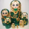 7Pcs/Set Braided Hair Girl Wooden Russian Nesting Dolls Matryoshka Toy Kids Boys Girls Christmas New Year Gift Handmade Crafts 1