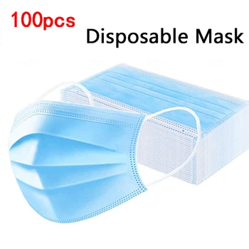 

100pcs/lot Disposable Face Mask Protective pollution Mouth face Mask Non-Woven Three-layer Filter Unisex Masks