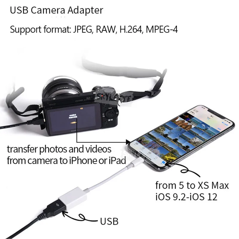 Otg USB адаптер для камеры интерфейс Apple USB проводные наушники конвертер электрический звук фортепиано карта для Iphone 7 8 Ios12 адаптация