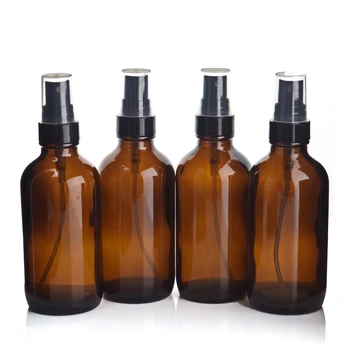 

4pcs 120ml Empty New 4 Oz Amber Glass Spray Bottle with Black Fine Mist Sprayer Atomizer for essential oils perfume aromatherapy