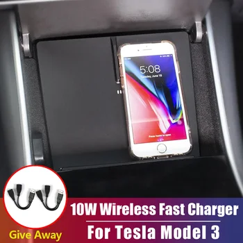 

Wireless Charger For Tesla Model 3 Car Phone USB Port Center Console Qi Auto Intelligent Fast Charging Console Storage Box