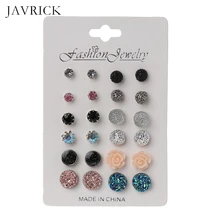 12 пар ассорти кристаллов Druzy камень смола Камень круглые серьги гвоздики набор женские серьги ювелирные украшения женский подарочный набор украшений для ушей