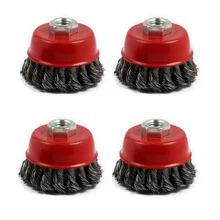 4 шт. 75 мм красная стальная проволока щетка колеса узел чашки абразивного удаления ржавчины замена инструмента