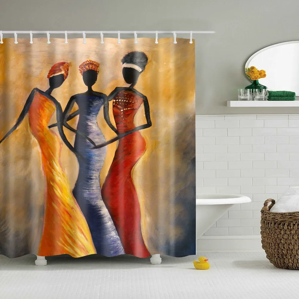 Афро Душ шторы Африканский Американский черный для женщин в штора для ванной шторка для ванной - Цвет: 20646