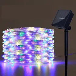 100 светодиодный Светодиодный светильник на солнечной батарее, водонепроницаемый светодиодный шнур из медной проволоки, праздничный