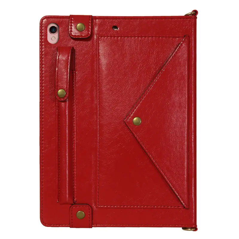 Для iPad Pro 11 дюймов чехол ремень через плечо сумка дизайнерский кожаный чехол держатель ручки для карточек модный бизнес для мужчин женщин легко носить с собой - Цвет: Красный