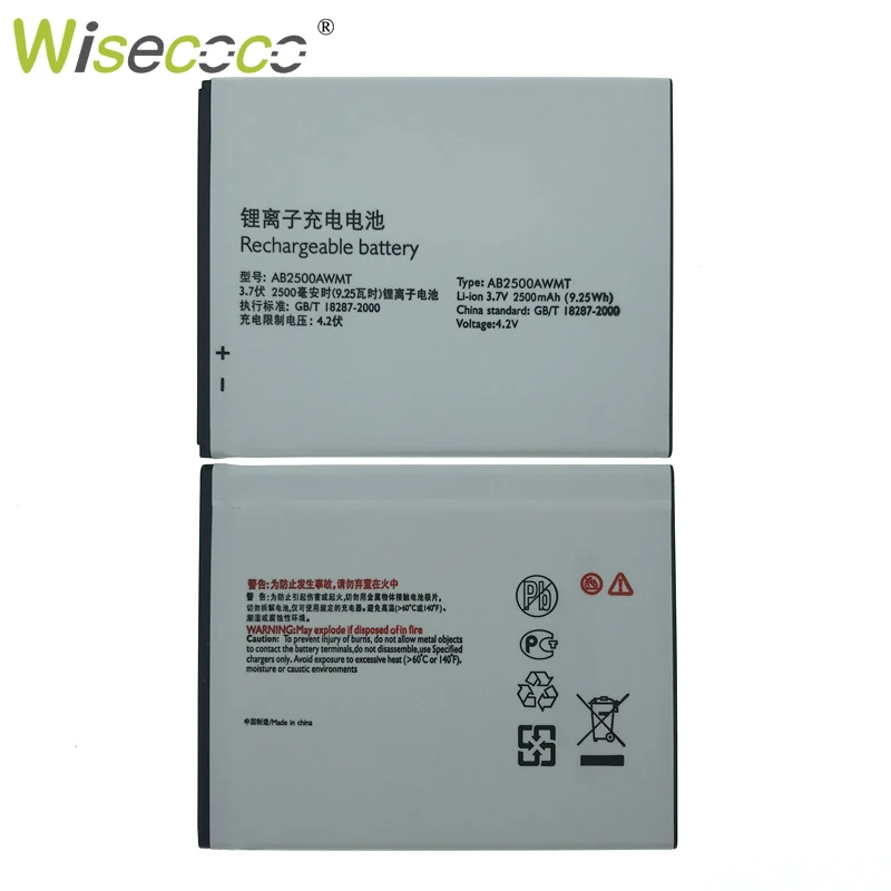 Wisecoco AB2500AWMT 2500 мАч Быстрая батареи для Philips S318 CTS318 телефон батарея Замена мощный+ номер отслеживания