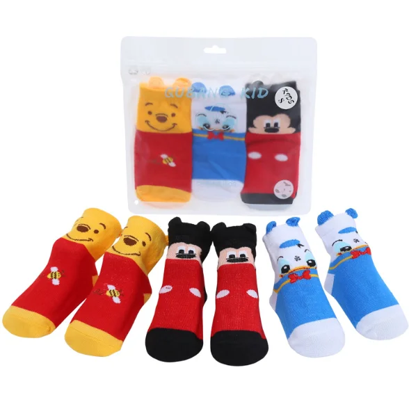 Mickey Новые хлопковые нескользящие тонкие носки с короткими рукавами для малышей спортивные милые полосатые детские носки-тапочки с героями мультфильмов - Цвет: Mickey