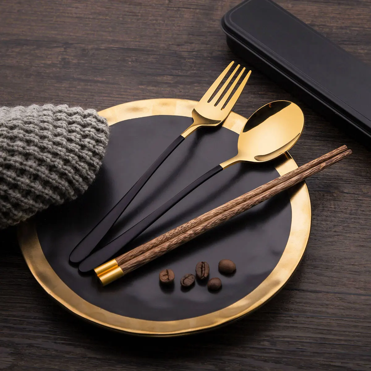 

Chopsticks Spoon Kit Wood Storage Fork Box Bento Three-piece Set Single Person Young STUDENT'S CHILDREN'S Tableware Portable