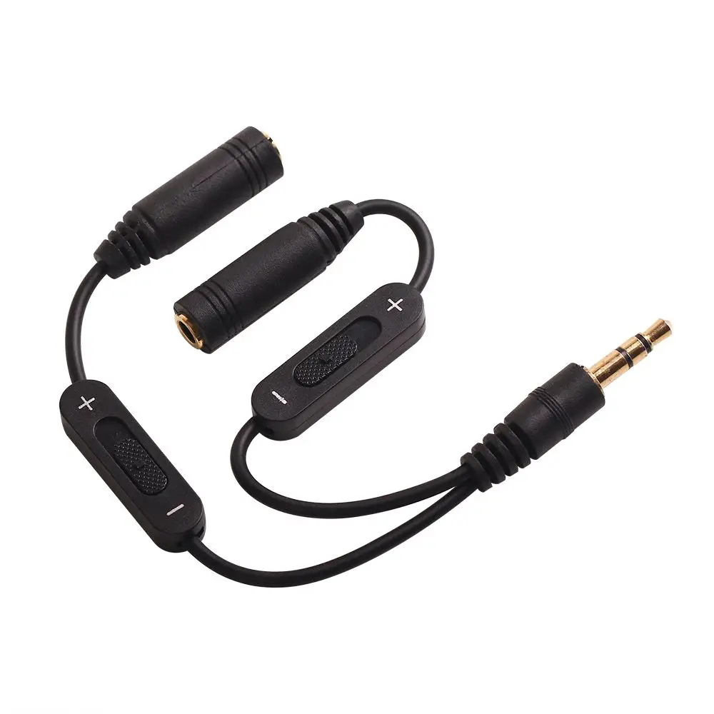 3 5 jack Splitter Male to 2 Female Jack 3 5mm Stereo Audio Cable Y Splitter Adapter Volume Control Headphone Phone AUX Cable