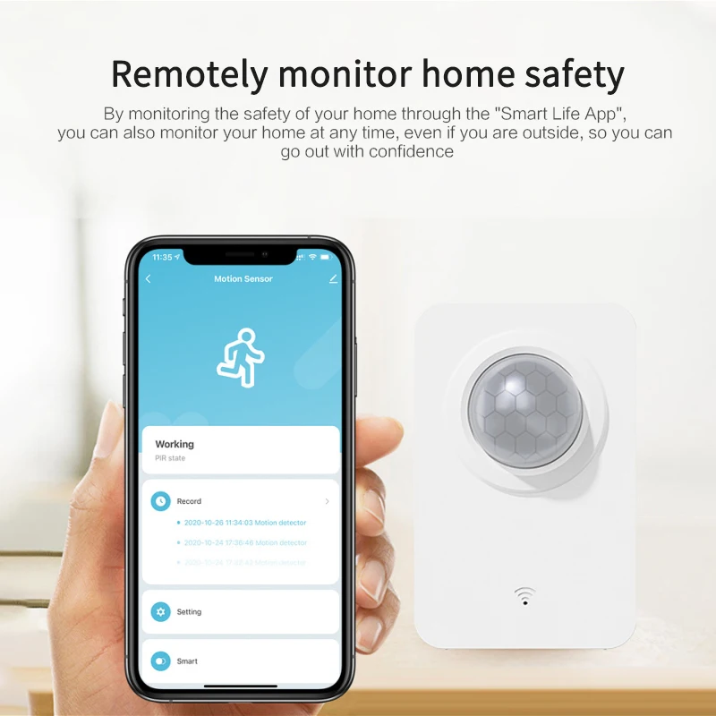 Sensor de Movimento sem Fio Tuya Detector Infravermelho Inteligente Casa Segurança Assaltante Alarme Sensor Vida App Controle Remoto wi fi Pir 3 Sensor e detector