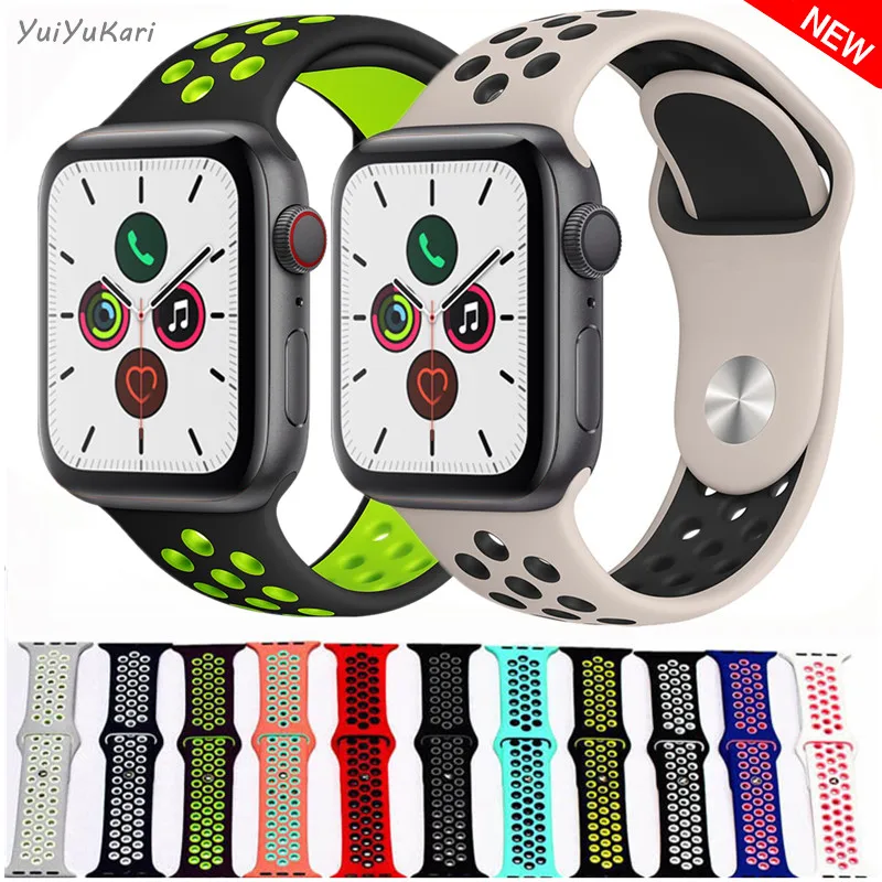 Силиконовый ремешок pulseira для apple watch band 4 (iwatch 5) 44 мм 40 3 2 1 42 38 | Наручные часы