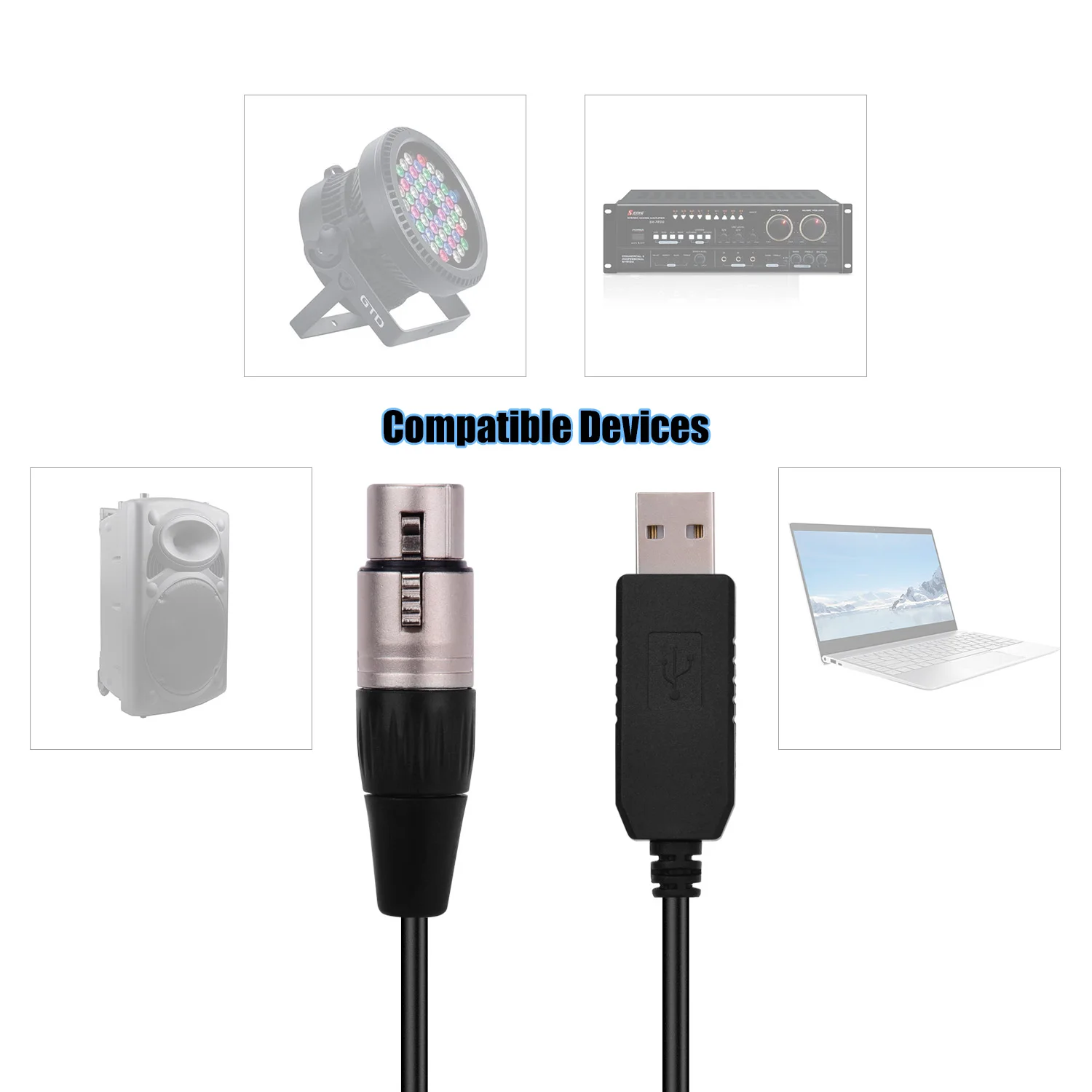 RS485 DMX512 конвертер Кабель USB к 3Pin XLR Женский интерфейс компьютера подключения сценического освещения устройств светодиодный кабель управления