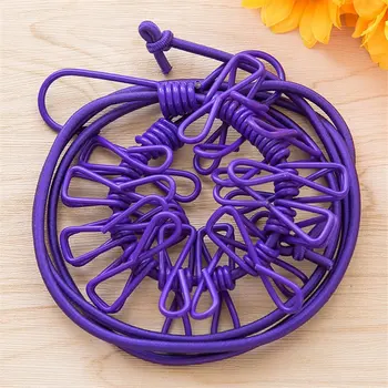

Retractable Clothesline Elastic Washing Line With 12 Clips Socks Underwear Clothes Hanger Windproof Stretch Drying Rack
