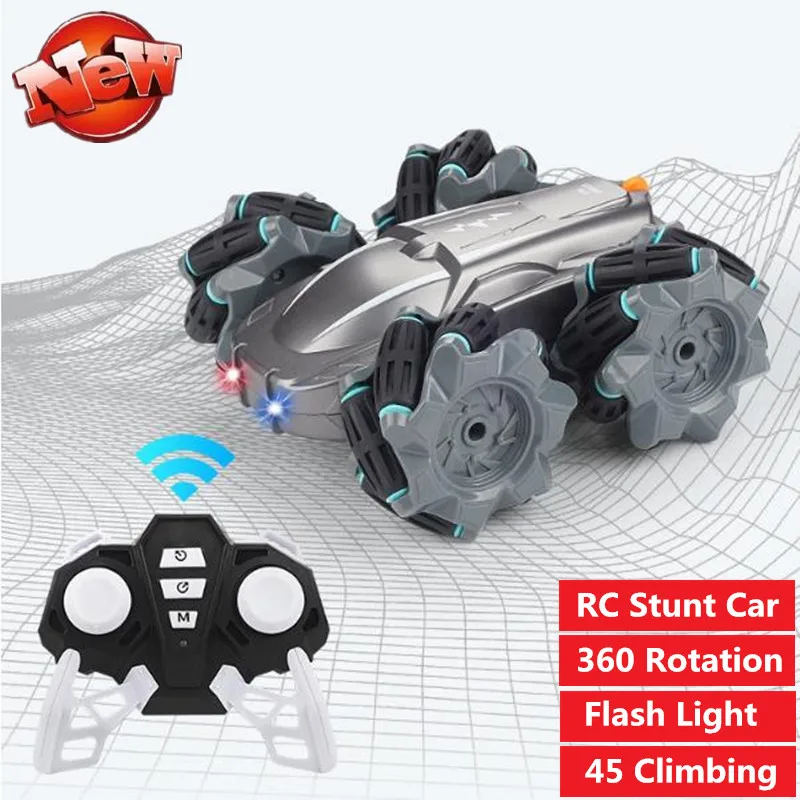 

360 degree rotation One Key Drift Remote Control RC Stunt Car Climbing off load Car with flash light double side car climbing