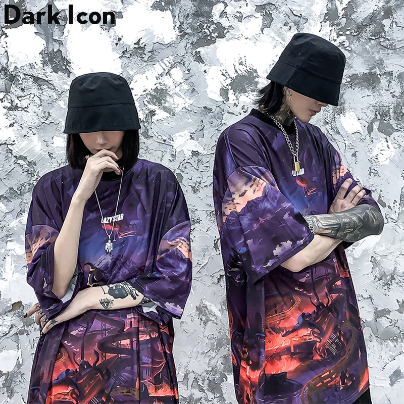 Мужская футболка с коротким рукавом в стиле Харадзюку Dark Icon Модная хлопковая