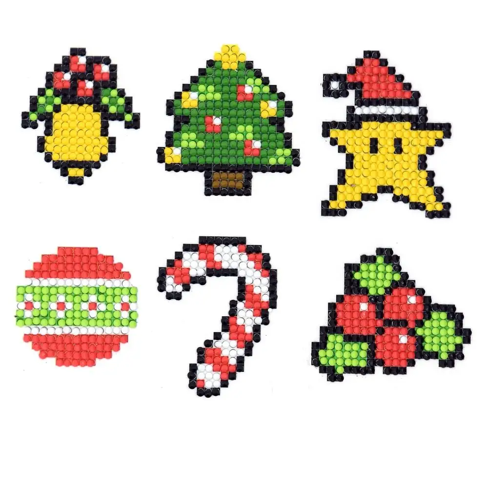 6PCs Christmas Pattern Diamond Sticker 5d Painting Embroidery Cross Stitch Kids Toy Gift Cup Phone Book Decoration | Дом и сад