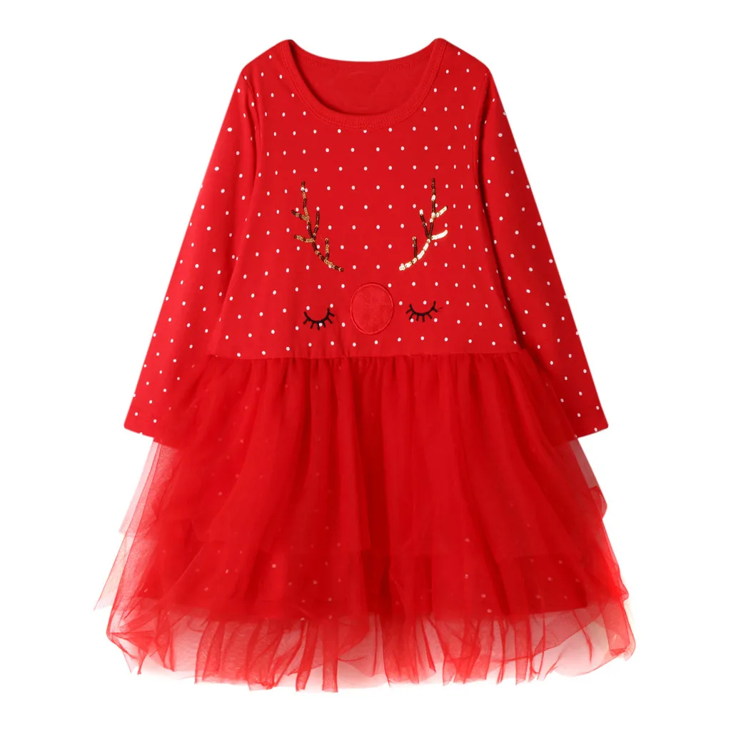 Зимнее платье для малышей; коллекция 2019 года; Рождественская одежда для маленьких девочек; кружевное платье-пачка с длинными рукавами;