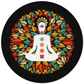 

Colorful Leaves Figures Geometric Pattern Pattern Rugs and Carpets for Home Living Room Round Rug for Children Rooms Non-slip