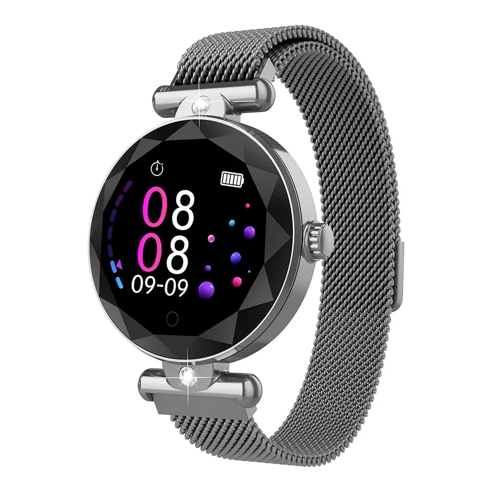 H12 Female Crystal Stainless Smart Bracelet Waterproof Disc Color Screen Watch Call Reminder Heart Rate Movement