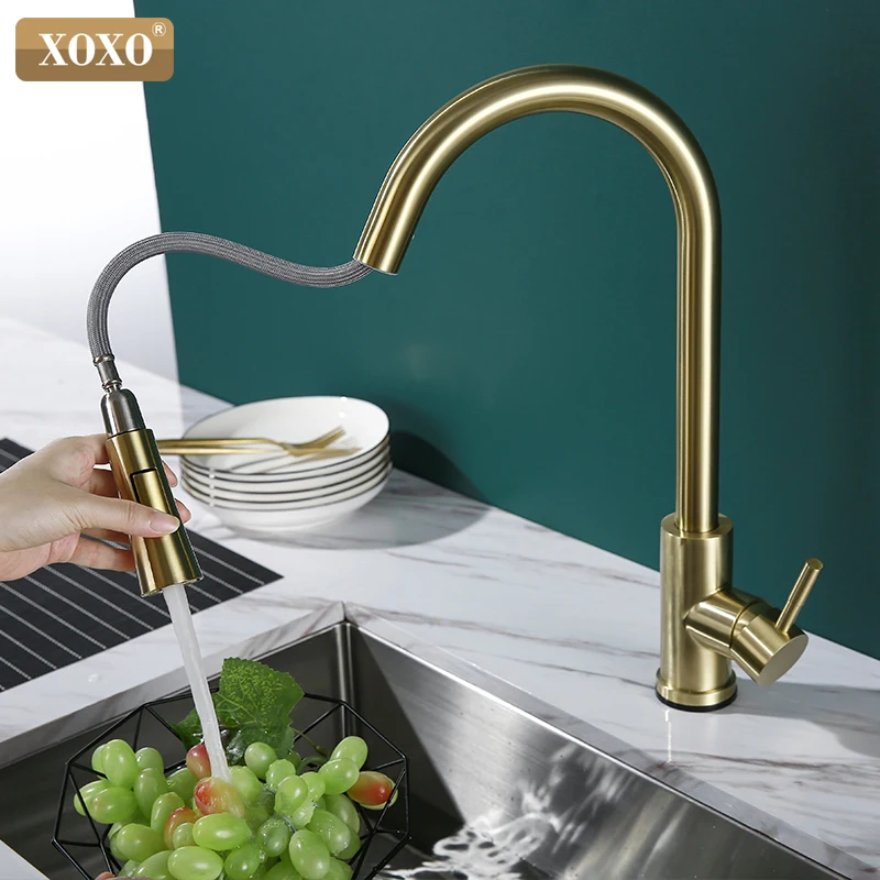  Kitchen Faucet Pull Out Smart Touch Faucet Cold and Hot Brushed Gold torneira cozinha Single hole s - 4000143945581
