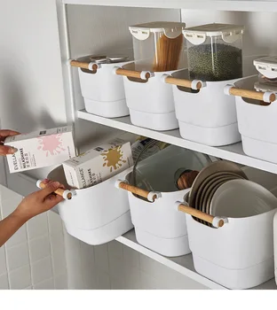 

1PC Plastic Home Storage Basket Bathroom Portable Food Fruite Storage Box Clothing Laundry Basket Sundries Container OK 1161