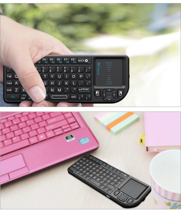 Rii напрямую от производителя Беспроводная миниатюрная клавиатура с тачпадом и клавиатурой цельный X1 смарт-телевизор компьютер 2,4G беспроводной