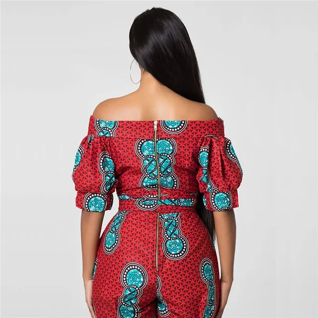 NK Dashiki Print Shoulder Off Ankara Style Jumpsuit Women - Image 5