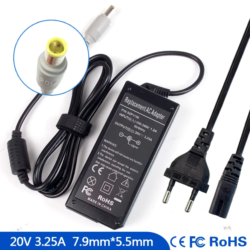 20V 3.25A Notebook Ac Adapter Charger for Lenovo ThinkPad 42T4416 45N0119 92P1214 45N0214 92P1155 42T4418 45N0317 92P1153 W700ds |
