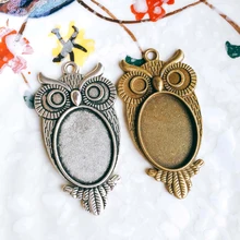 5 pièces/lot 18x25mm collier pendentif réglage Antique Bronze argent couleur verre Cabochon blanc Base fournitures pour bijoux T105(China)