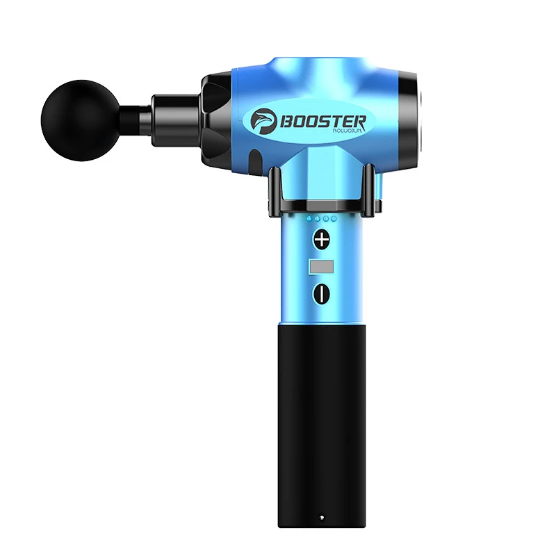 Booster E Portable Muscle Massager Deep Muscle Massage Gun low noise Therapy Muscle Exercise Body Pain Relief Relaxation - Color: blue