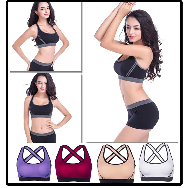 

Sexy Woman Fitness Bra Tank Shockproof Push Up for Gym Padded Underwear Vest Comfortable Elasticity Cropped Bra Top