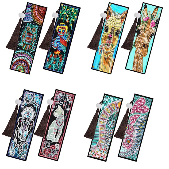 Diamond Painting Bookmark 5D DIY Special Shaped Diamond Art Mosaic Leather Tassel Book Marks Diamond Embroidery Cross Stitch 5d shiny diamond painting