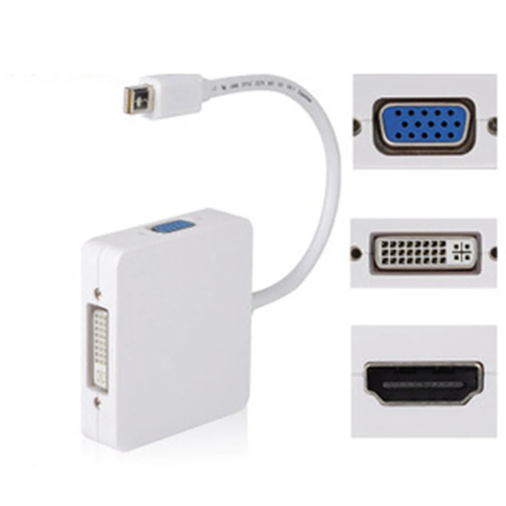 

Male-Male Mini Display Port for Thunderbolt to HDMI VGA DVI Combination Adapter Cable For MacBook Pro Air