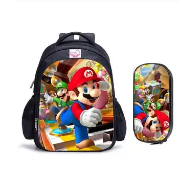 

16 inch Mario Sonic the Hedgehog School Backpack for Girls Boys Orthopedic Schoolbag Backpacks Children Mochila Escolar