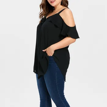 

Women Tshirt Bow Asymmetric Ruffles Tops Top Women Harajuku T Shirt