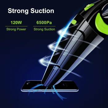 

6500Pa Powerful Wireless Car Vacuum Cleaner Portable Handheld 120W USB Cordless Wet&Dry Use Rechargeable Home Car Vacuum Cleaner