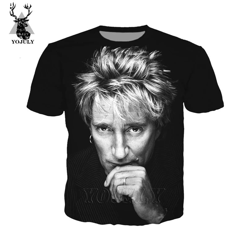 

Singer Rod Stewart t shirts 2019 summer new arrival men's T-shirt 3D print tshirt Harajuku streetwear Women's t shirt top A143
